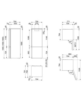 Külmik smeg colonial, 195 cm, 344/137 l, 41 db, elektrooniline juhtimine, parem, kreem/messing-foto7