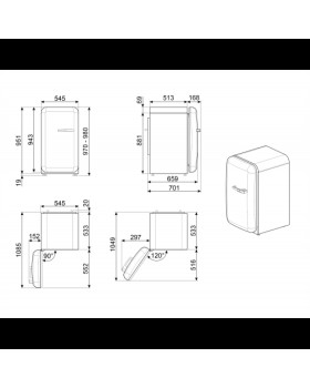 Jahekapp smeg, 50-ndate stiil, 97 cm, 135 l, 35 db, mehaaniline juhtimine, vasak, valge-foto5