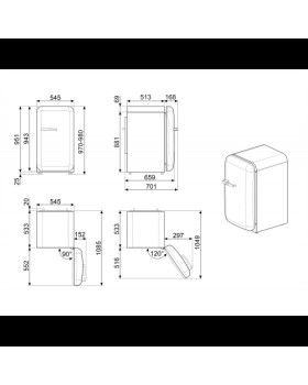 Jahekapp smeg, 50-ndate stiil, 97 cm, 135 l, 35 db, mehaaniline juhtimine, parem, must-foto7