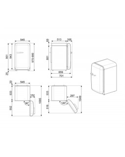 Jahekapp smeg, 50-ndate stiil, 97 cm, 135 l, 35 db, mehaaniline juhtimine, parem, pastellsinine-foto8