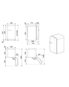 Jahekapp smeg, 50-ndate stiil, 97 cm, 135 l, 40 db, elektrooniline juhtimine, roosa-foto6