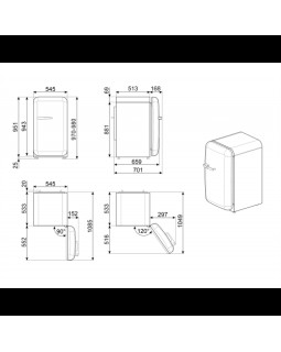 Jahekapp smeg, 50-ndate stiil, 97 cm, 135 l, 35 db, mehaaniline juhtimine, parem, valge-foto6