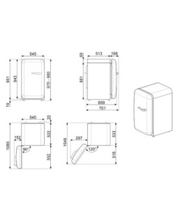 Külmik smeg, 50-ndate stiil, 97 cm, 105/17 l, 37 db, mehaaniline juhtimine, vasak, kreem-foto8