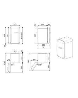 Jahekapp smeg, 50-ndate stiil, 97 cm, 135 l, 35 db, mehaaniline juhtimine, parem, valge, snoopy-foto5