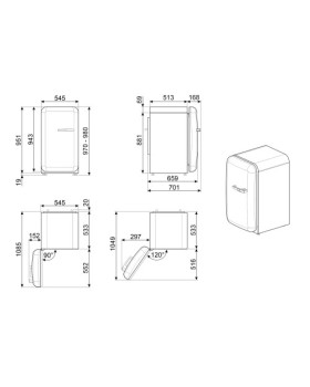 Jahekapp smeg, 50-ndate stiil, 97 cm, 135 l, 35 db, mehaaniline juhtimine, parem, valge, snoopy-foto5