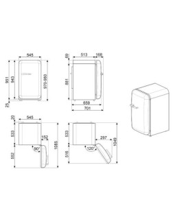 Külmik smeg, 50-ndate stiil, 97 cm, 17/105 l, 35 db, mehaaniline juhtimine, parem, pastellroheline-foto11