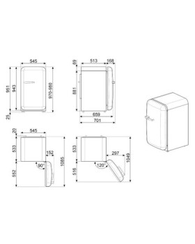 Külmik smeg, 50-ndate stiil, 97 cm, 17/105 l, 35 db, mehaaniline juhtimine, parem, pastellroheline-foto11