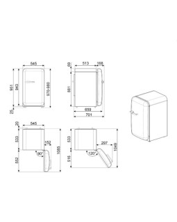 Külmik smeg, 50-ndate stiil, 97 cm, 17/105 l, 35 db, mehaaniline juhtimine, parem, punane-foto11
