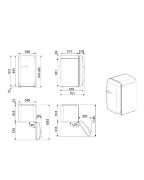 Külmik smeg, 50-ndate stiil, 97 cm, 17/105 l, 35 db, mehaaniline juhtimine, parem, punane-foto11