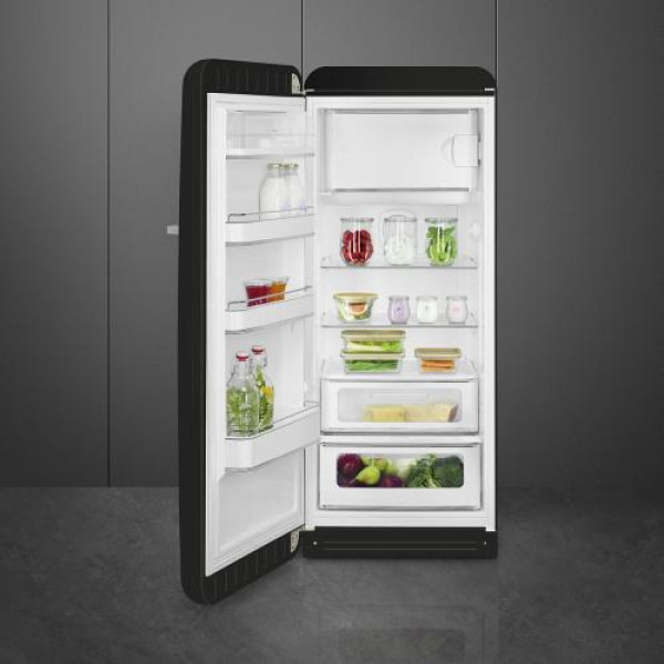 Külmik smeg, 50-ndate stiil, 153 cm, 244/26 l, 35 db, mehaaniline juhtimine, must