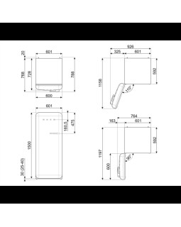 Külmik smeg, 50-ndate stiil, 153 cm, 244/26 l, 35 db, mehaaniline juhtimine, vasak, kreem-foto2