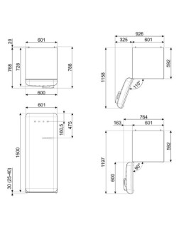 Külmik smeg, 50-ndate stiil, 153 cm, 244/26 l, 38 db, elektrooniline juhtimine, union jack-foto2