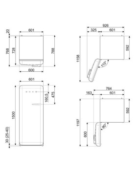 Külmik smeg, 50-ndate stiil, 153 cm, 244/26 l, 38 db, elektrooniline juhtimine, union jack-foto2