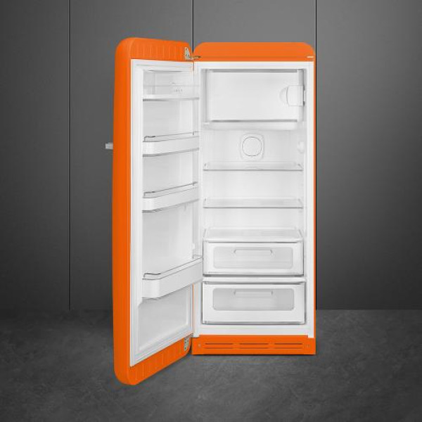 Külmik smeg, 50-ndate stiil, 153 cm, 244/26 l, 35 db, mehaaniline juhtimine, vasak, oranž