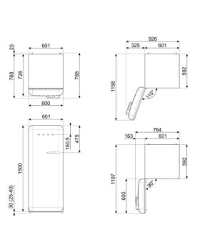 Külmik smeg, 50-ndate stiil, 153 cm, 244/26 l, 35 db, mehaaniline juhtimine, vasak, oranž-foto3