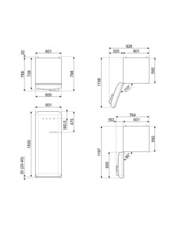 Külmik smeg, 50-ndate stiil, 153 cm, 244/26 l, 35 db, mehaaniline juhtimine, vasak, pastellsinine-foto6