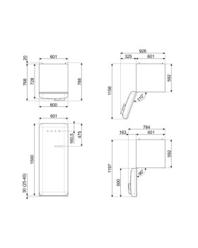 Külmik smeg, 50-ndate stiil, 153 cm, 244/26 l, 35 db, mehaaniline juhtimine, vasak, pastellroosa-foto3