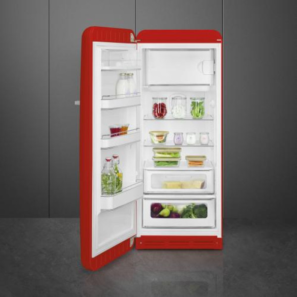Külmik smeg, 50-ndate stiil, 153 cm, 244/26 l, 35 db, mehaaniline juhtimine, punane