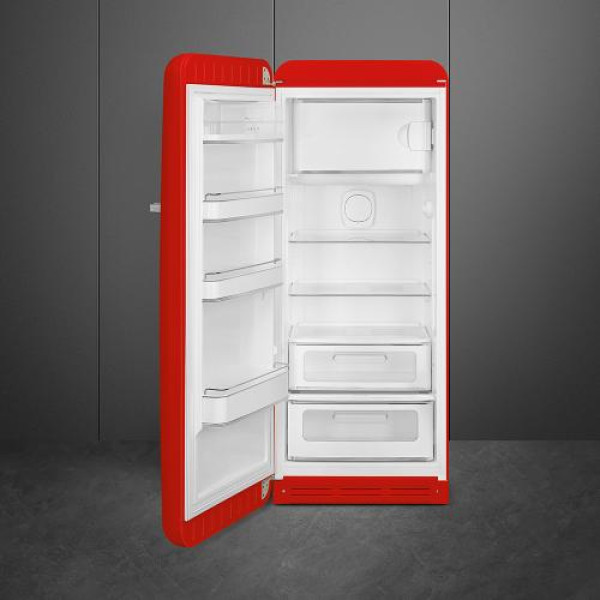 Külmik smeg, 50-ndate stiil, 153 cm, 244/26 l, 35 db, mehaaniline juhtimine, punane