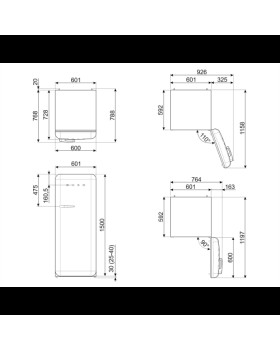 Külmik smeg, 50-ndate stiil, 153 cm, 244/26 l, 35 db, mehaaniline juhtimine, must-foto3