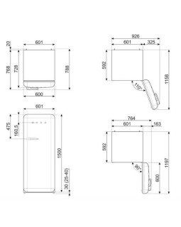 Külmik smeg, 50-ndate stiil, 153 cm, 244/26 l, 35 db, mehaaniline juhtimine, must-foto11