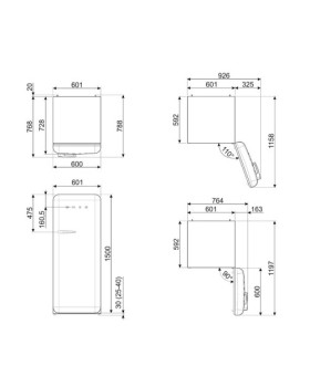 Külmik smeg, 50-ndate stiil, 150 cm, 244/26 l,  38 db, elektrooniline juhtimine, matt must tahvel-foto5
