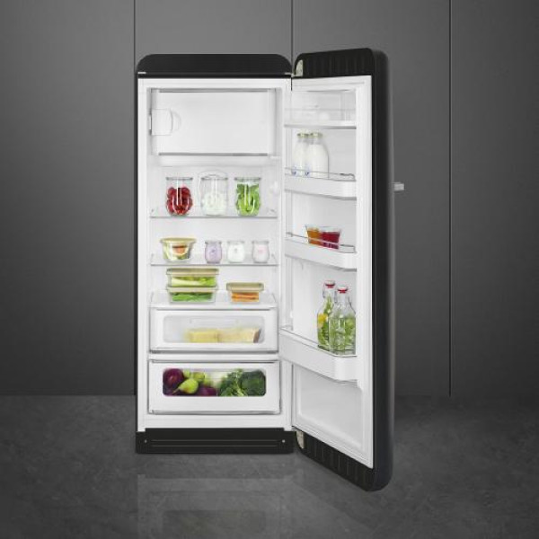 Külmik smeg, 50-ndate stiil, 153 cm, 244/26 l, 35 db, mehaaniline juhtimine, matt must tahvel