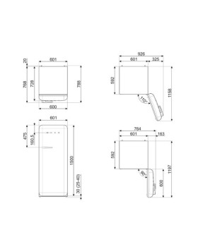 Külmik smeg, 50-ndate stiil, 153 cm, 244/26 l, 35 db, mehaaniline juhtimine, helesinine-foto9
