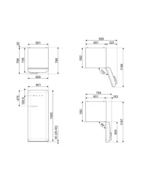 Külmik smeg, 50-ndate stiil, 153 cm, 244/26 l, 35 db, mehaaniline juhtimine, cappuccino-foto9