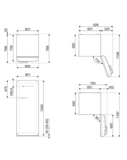 Külmik smeg, 50-ndate stiil, 153 cm, 244/26 l, 35 db, mehaaniline juhtimine, parem, rooste-foto7