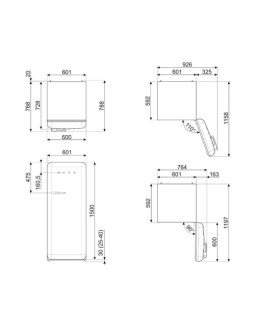 Külmik smeg, 50-ndate stiil, 153 cm, 244/26 l, 35 db, mehaaniline juhtimine, parem, meresoola roheline-foto2