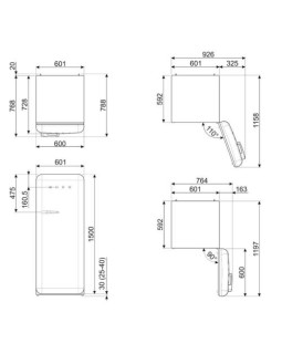 Külmik smeg, 50-ndate stiil, 153 cm, 244/26 l, 35 db, mehaaniline juhtimine, matt tormisinine-foto5
