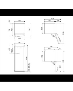 Külmik smeg, 50-ndate stiil, 153 cm, 244/26 l, 35 db, mehaaniline juhtimine, parem, taupe-foto8