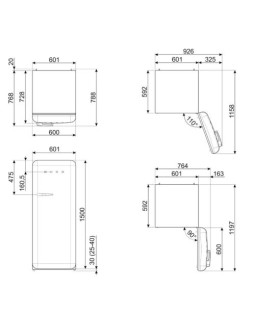 Külmik smeg, 50-ndate stiil, 153 cm, 244/26 l, 35 db, mehaaniline juhtimine, parem, laimiroheline-foto9