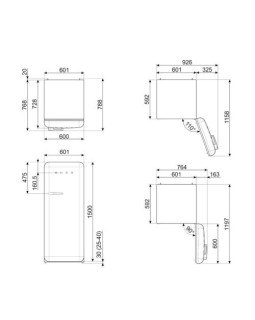 Külmik smeg, 50-ndate stiil, 153 cm, 244/26 l, 35 db, mehaaniline juhtimine, parem, punane-foto11