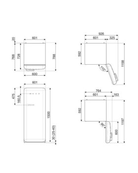 Külmik smeg, 50-ndate stiil, 153 cm, 244/26 l, 35 db, mehaaniline juhtimine, parem, punane-foto11