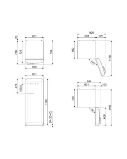Külmik smeg, 50-ndate stiil, 153 cm, 244/26 l, 35 db, mehaaniline juhtimine, parem, valge-foto3
