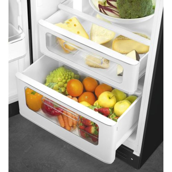 Külmik smeg, 50-ndate stiil, 172 cm, 222/72 l, 34 db, mehaaniline, vasak, must