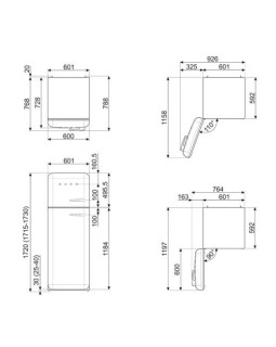 Külmik smeg, 50-ndate stiil, 172 cm, 222/72 l, 34 db, mehaaniline juhtimine, kreem-foto7