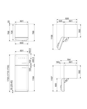 Külmik smeg, 50-ndate stiil, 172 cm, 222/72 l, 34 db, mehaaniline juhtimine, kreem-foto7