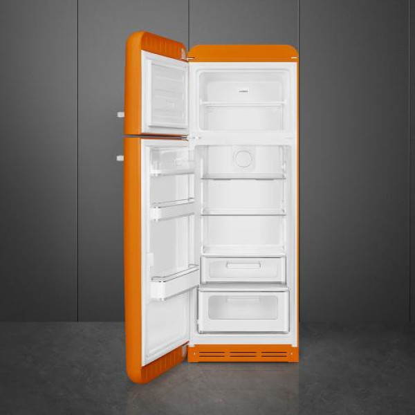 Külmik smeg, 50-ndate stiil, 172 cm, 222/72 l, 34 db, mehaaniline, vasak, oranž
