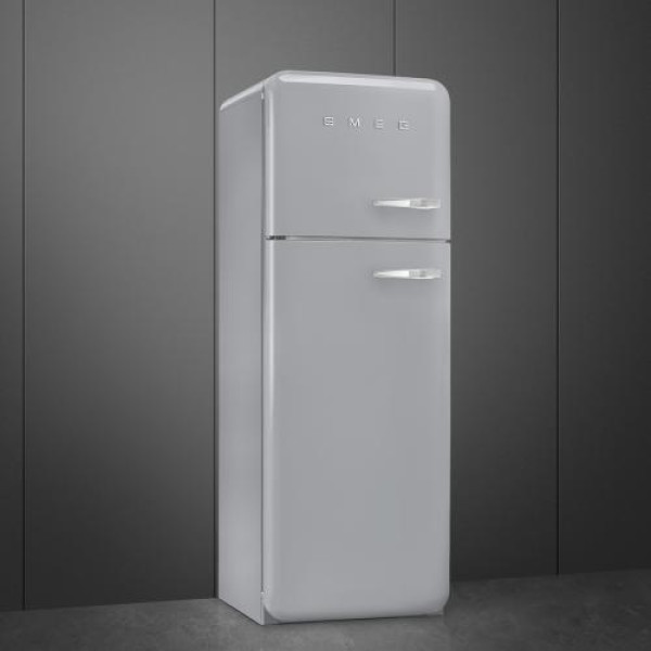 Külmik smeg, 50-ndate stiil, 172 cm, 222/72 l, 34 db, vasak, mehaaniline juhtimine, hõbedane