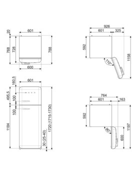 Külmik smeg, 50-ndate stiil, 172 cm, 222/72 l, 37 db, sinine-foto2