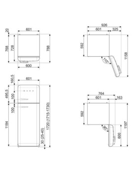 Külmik smeg, 50-ndate stiil, 172 cm, 222/72 l, 34 db, mehaaniline, parem, must-foto11