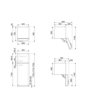 Külmik smeg, 50-ndate stiil, 172 cm, 222/72 l, 34 db, mehaaniline, parem, kreem-foto6