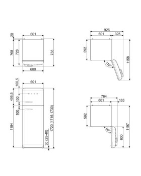 Külmik smeg, 50-ndate stiil, 172 cm,  222/72 l, 37 db, laimiroheline-foto2
