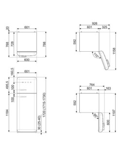 Külmik smeg, 50-ndate stiil, 172 cm, 222/72 l, 37 db, mehaaniline juhtimine, pastellroheline-foto2