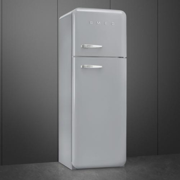 Külmik smeg, 50-ndate stiil, 172 cm, 222/72 l, 34 db, parem, mehaaniline juhtimine, hõbedane