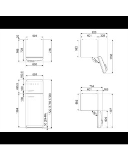 Külmik smeg, 50-ndate stiil, 172 cm, 222/72 l, 37 db, mehaaniline, parem, valge-foto5