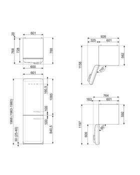 Külmik smeg, 50-ndate stiil, 196 cm, 234/97 l, 37 db, elektrooniline juhtimine, nofrost, must-foto2